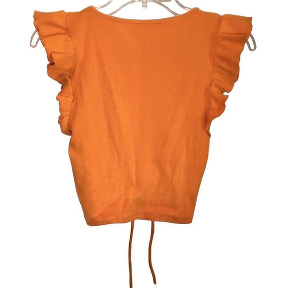 Zara Butterfly Sleeve Knit Cropped Top in Orange Women’s M - Picture 5 of 10